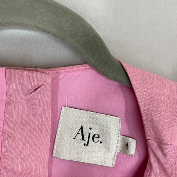 AJE Serendipity Cut Out Dress Musk Pink Puff Sleeve Women 4 Maxi Pockets - Picture 11 of 16